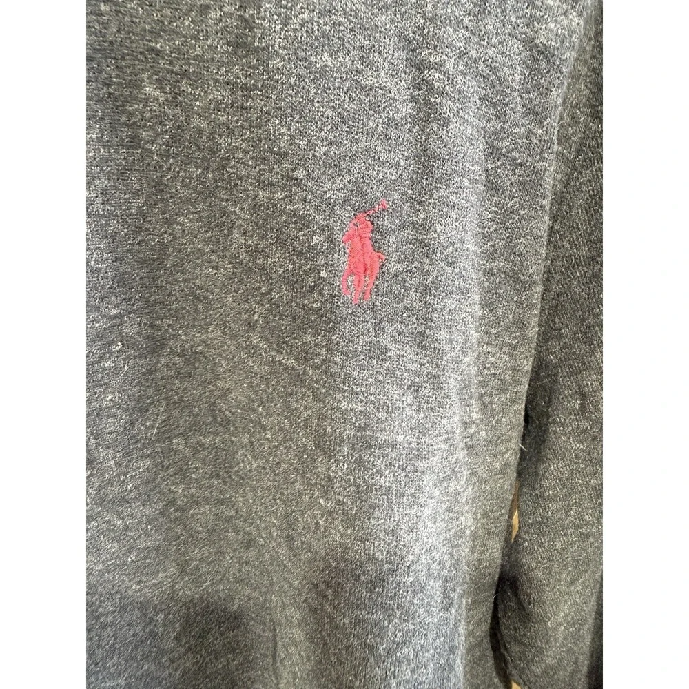 Polo Ralph Lauren Mens Estate Rib Quarter Zip Pullover Sweater Large Gray